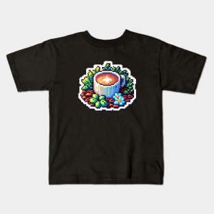 Coffee Vintage Bean Pixel Art Retro Food Since Kids T-Shirt